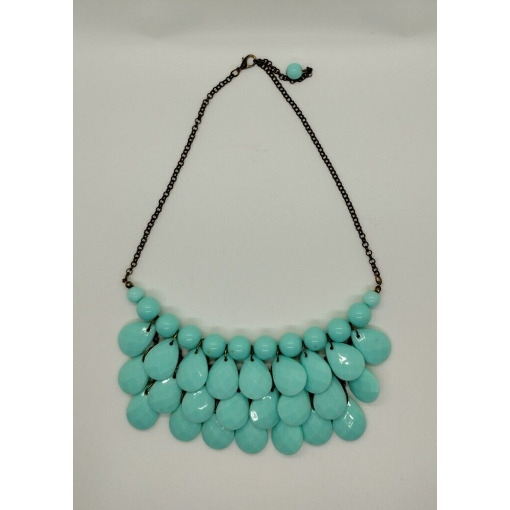Vintage Turquoise Faux Gemstones - Beaded - Bib Necklace
